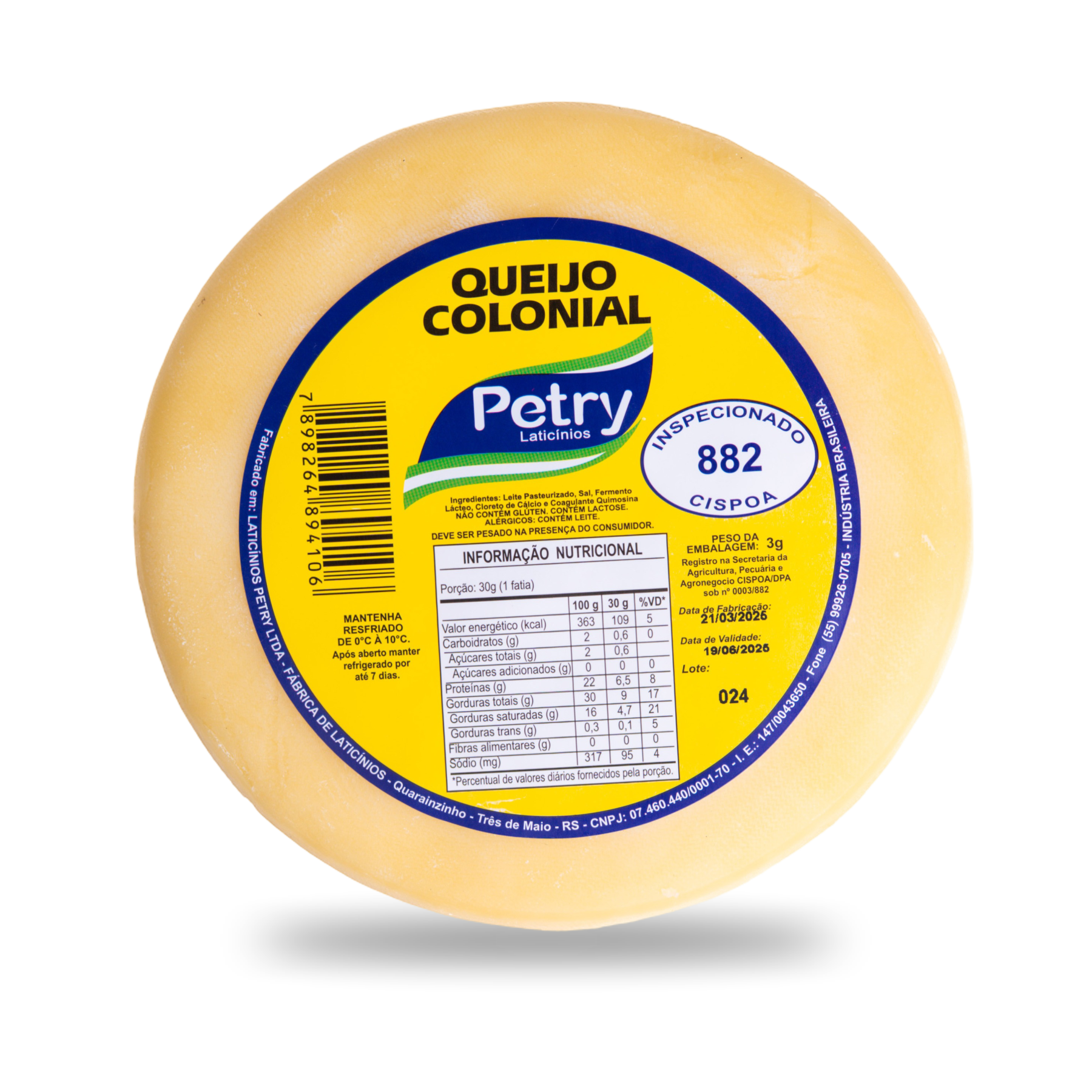 Queijo Colonial Fatiado Petry